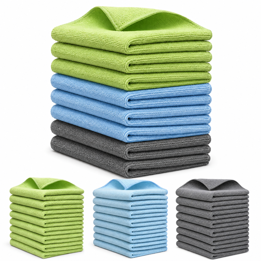 Microfiber Cleaning Cloths 8 Pack. Reusable Soft Absorbent Lint-Free Cleaning Towels for Kitchen, Car, Glass.