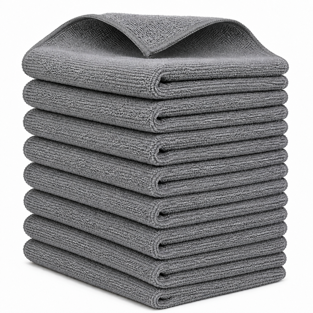 Microfiber Cleaning Cloths 8 Pack. Reusable Soft Absorbent Lint-Free Cleaning Towels for Kitchen, Car, Glass.